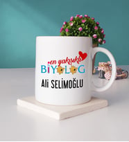 En Yakışıklı Biyolog Hediye Kupa Bardak ve Taş Bardak Altlığı Hediye Seti