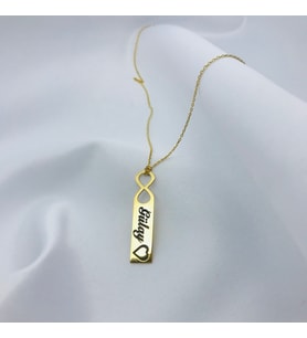 Sonsuz Aşk Model Gold Levha İsim Kolye