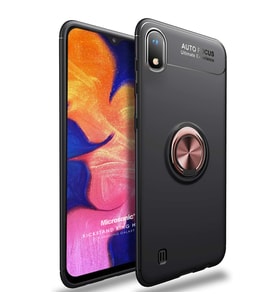 Microsonic Samsung Galaxy A10 Kılıf Kickstand Ring Holder Siyah Rose