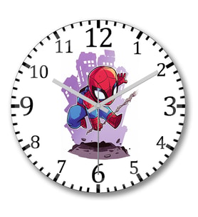 Spider  Man Duvar Saati Bombeli Gercek Cam