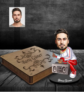 Kişiye Özel Rapçi Karikatürlü Ahşap Biblo Kutulu Bay-4