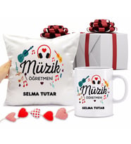 Müzik Öğretmeni Bardağı ve Yastığı Hediye Seti (Model 1)