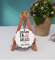 Abla Tasarımlı Kişiye Özel Hediye Abla Ahşap Anahtarlık