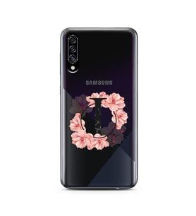 Pembe Çiçekli Harf Tasarım Süper Şeffaf Silikon Telefon Kılıfı Samsung A30s I-Ha