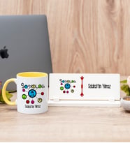 Sosyolog Sarı Kupa Bardak Ve Masa İsimliği Hediye Seti