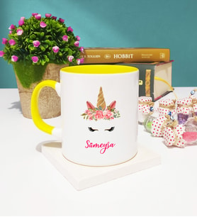 Unicorn Tasarımlı Kişiye Özel Unicorn Kupa Bardak Sarı