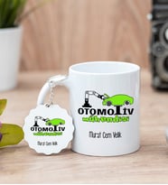 Otomotiv Mühendisi Beyaz Kupa Bardak Ve Anahtarlık Set