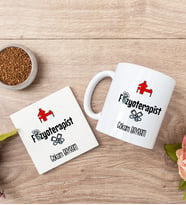 Fizyoterapist Beyaz Kupa Bardak Ve Bardak Altlığı Seti