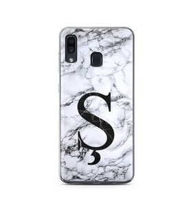 Samsung A30 Beyaz Mermer Harf Tasarımlı Telefon Kılıfı Ş-Harfi 