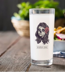 BK Gift Kişiye Özel Renkli Baskılı Kadın Kurukafa Rakı Bardağı-1 (Beyaz)