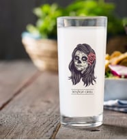 BK Gift Kişiye Özel Renkli Baskılı Kadın Kurukafa Rakı Bardağı-1 (Beyaz)