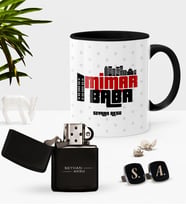 BK Gift Kişiye Özel Mimar Baba Siyah Kupa Çakmak Kol Düğmesi Seti-1 (Model 1)