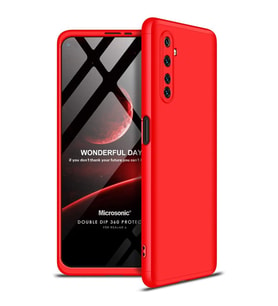 Microsonic Realme 6 Kılıf Double Dip 360 Protective Kırmızı