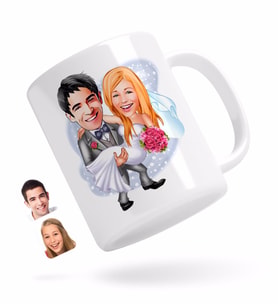 BK Gift Kişiye Özel Evleniyoruz Karikatürlü Beyaz Kupa Bardak-7