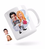 BK Gift Kişiye Özel Evleniyoruz Karikatürlü Beyaz Kupa Bardak-7