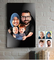 BK Gift Kişiye Özel Aile Karikatürlü Ahşap Tablo - 4
