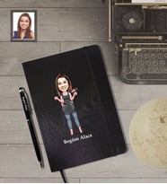 Kişiye Özel Kuaför Bayan Karikatürlü Siyah Defter Kalem Hediye Seti   Mod-2