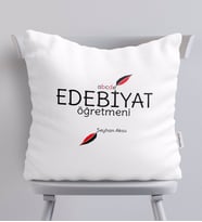 BK Gift Kişiye Özel Edebiyat Öğretmeni Beyaz Yastık-5