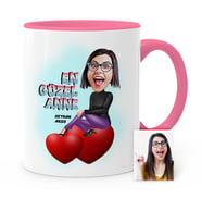 BK Gift Kişiye Özel En Güzel Anne Karikatür Pembe Kupa Bardak