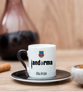 Jandarmaya Hediye Siyah Türk Kahvesi Fincanı