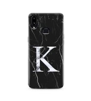 Samsung A10s Siyah Mermer Harf Tasarımlı Telefon Kılıfı K-Harfi 