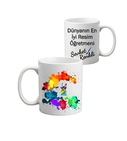 Resim Öğretmenine İsimli Öğretmenler Günü Hediyesi Kupa Bardak