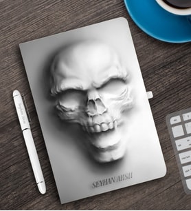 BK Gift Kişiye Özel 3D Çizim Kapaklı Beyaz Defter Kalem Seti - 2