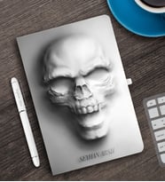BK Gift Kişiye Özel 3D Çizim Kapaklı Beyaz Defter Kalem Seti - 2