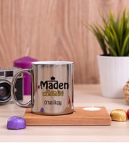 Maden Mühendisi Ahşap Altlıklı Mumlu Silver Kupa Bardak