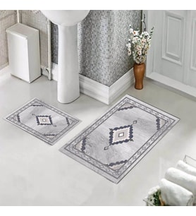 Banyo Halısı Ikili Klozet Takımı Kaymaz Tabanlı (60 xm x 100 cm + 40 cm x 60 cm) 