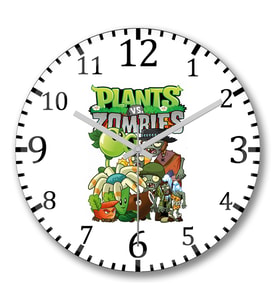 Plants vs Zombies  Duvar Saati Bombeli Gercek Cam