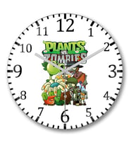 Plants vs Zombies  Duvar Saati Bombeli Gercek Cam