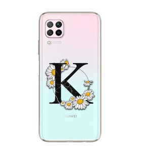 Papatya Harf Tasarım Süper Şeffaf Silikon Telefon Kılıfı Huawei P40 Lite K-Harfi
