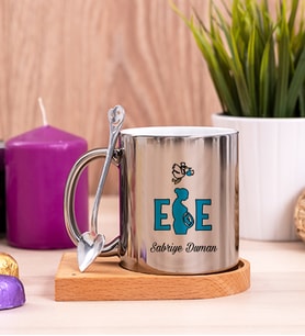 Ebe Ahşap Altlıklı Silver Kupa Bardak