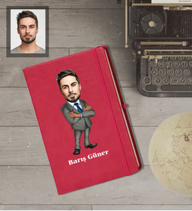 Kişiye Özel Öğretmen Karikatürlü   Kırmızı Defter Bay-6