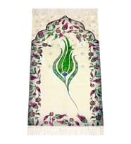 Çocuk Seccadesi - Lale Desenli - Yeşil Renk (Çok Renkli)