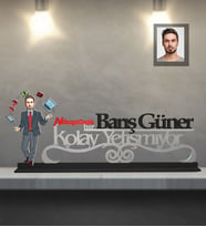 Kişiye Özel İş Adamı Karikatürlü Kolay Yetişmiyor Ahşap Biblo Bay-1