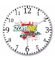 Zombie  Eat Flesh Duvar Saati Bombeli Gercek Cam