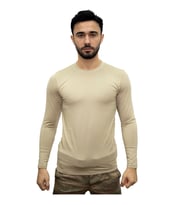Bej Nano Uzun Kollu Tşört Sporcu Tşörtü