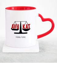 BK Gift Kişiye Özel Mesleki Avukat Kırmızı Kalpli Kupa Bardak  3