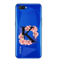 Pembe Çiçekli Harf Tasarım Süper Şeffaf Silikon Telefon Kılıfı Oppo Realmi C2 K-