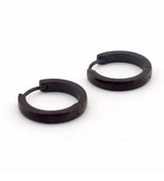 EĞİMLİ 18mm BÜYÜK BOY SİYAH HALKA ÇELİK ERKEK KÜPE E665