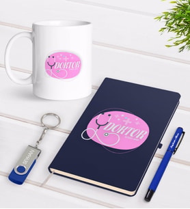 BK Gift Kişiye Özel Doktor Temalı Lacivert Defter Kalem Kupa 32gb USB Bellek Hediye Seti-15 (Model 1)