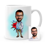 BK Gift Kişiye Özel Bay Başhekim Karikatür Beyaz Kupa Bardak  1