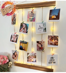 Kendin Tasarla Kişiye Özel 12 Fotoğraflı Led Işıklı İpli Askılı Fotoğraf Çerçevesi