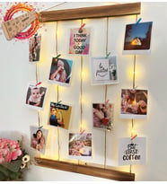 Kendin Tasarla Kişiye Özel 12 Fotoğraflı Led Işıklı İpli Askılı Fotoğraf Çerçevesi