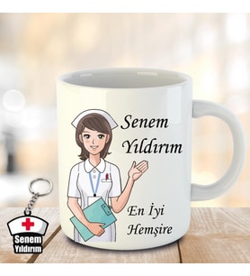 İsme ve Hemşireler Gününe Özel Kupa Bardak ve Anahtarlık - 6