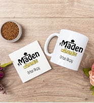 Maden Mühendisi Beyaz Kupa Bardak Ve Bardak Altlığı Seti