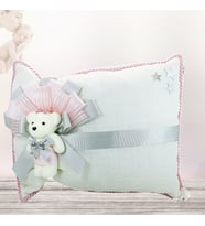 Takı Yastığı, Keten Kumaş Pembe & Gümüş (STD)
