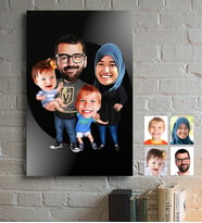 BK Gift Kişiye Özel Aile Karikatürlü Ahşap Tablo - 3